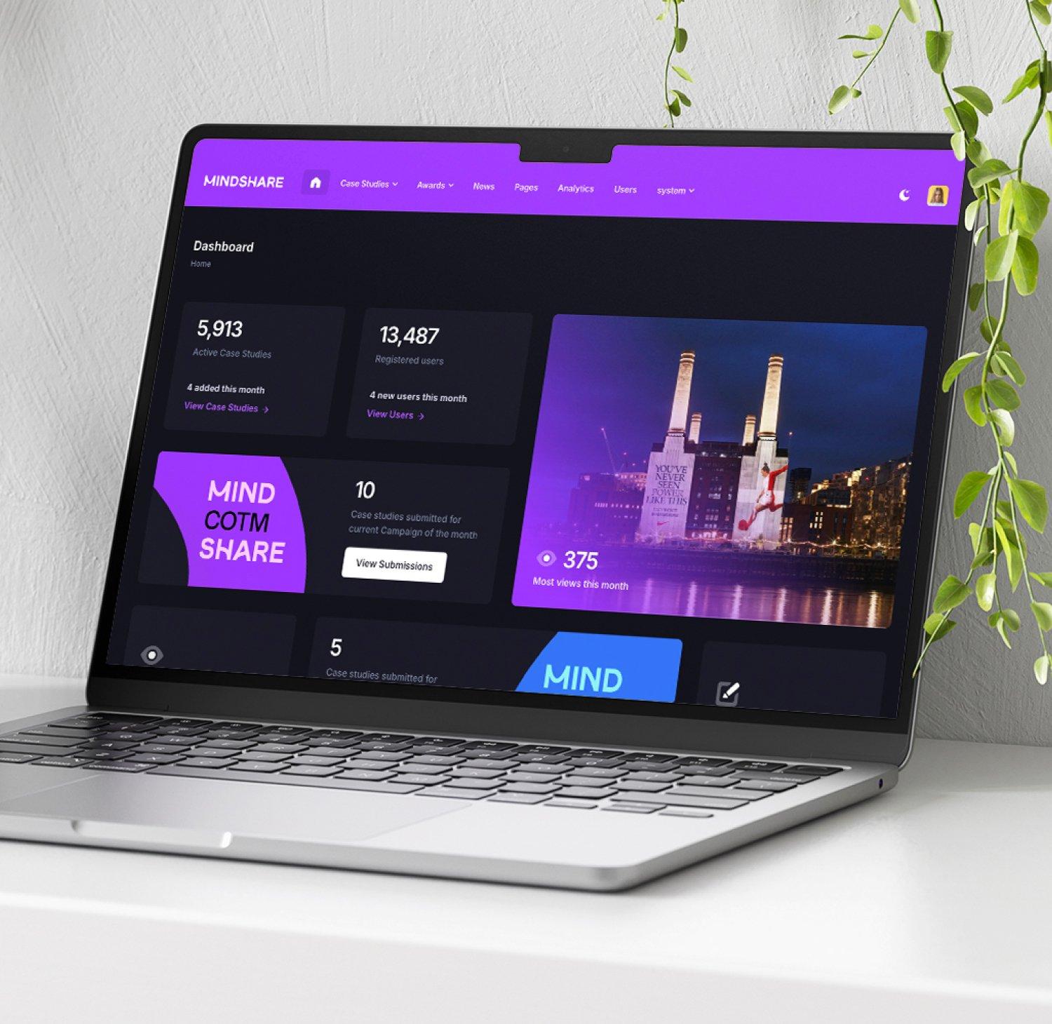 A shot of the Mindshare portal site on a laptop