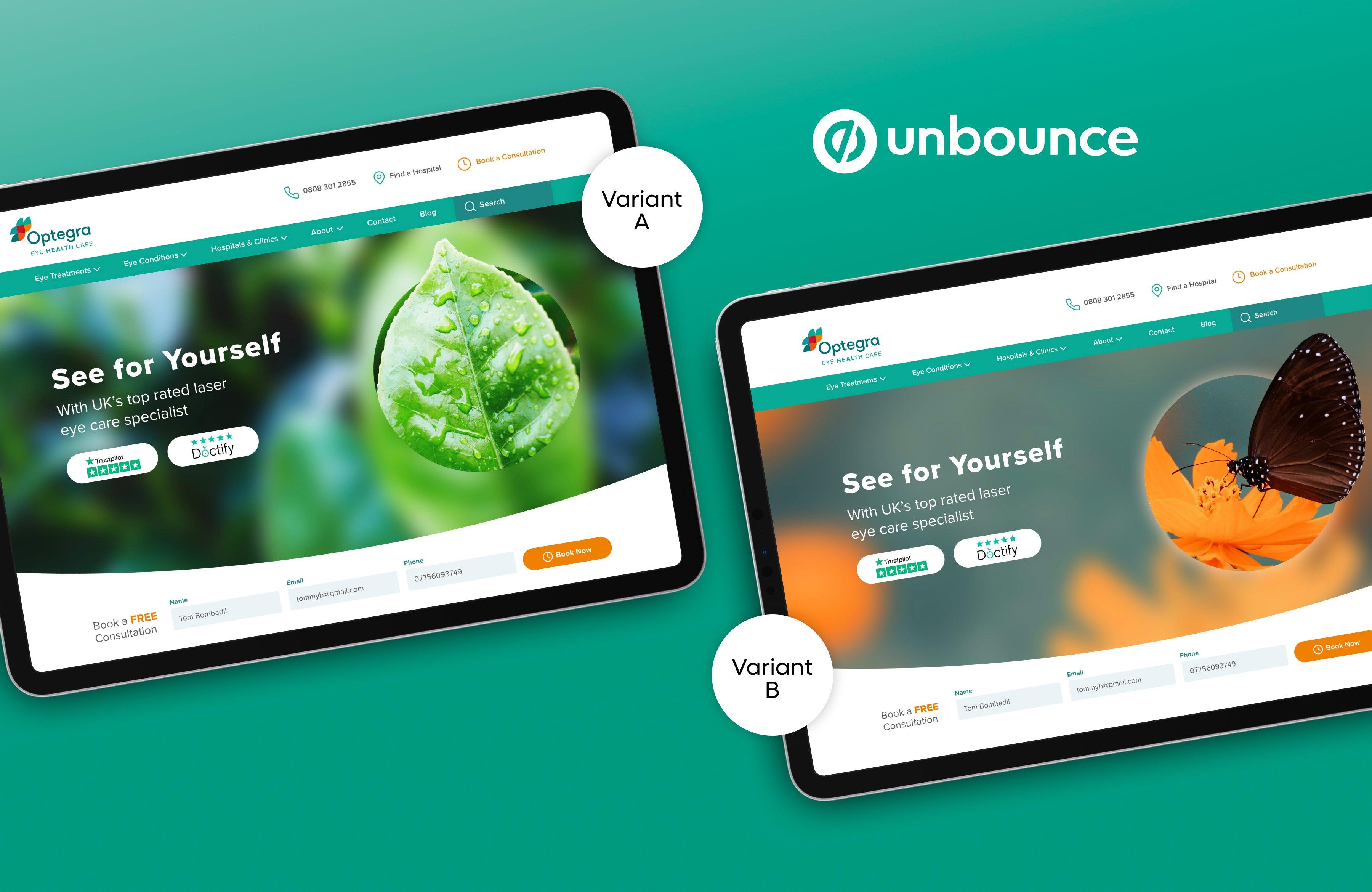 An image showing two tablet layouts with different imagery for user testing.