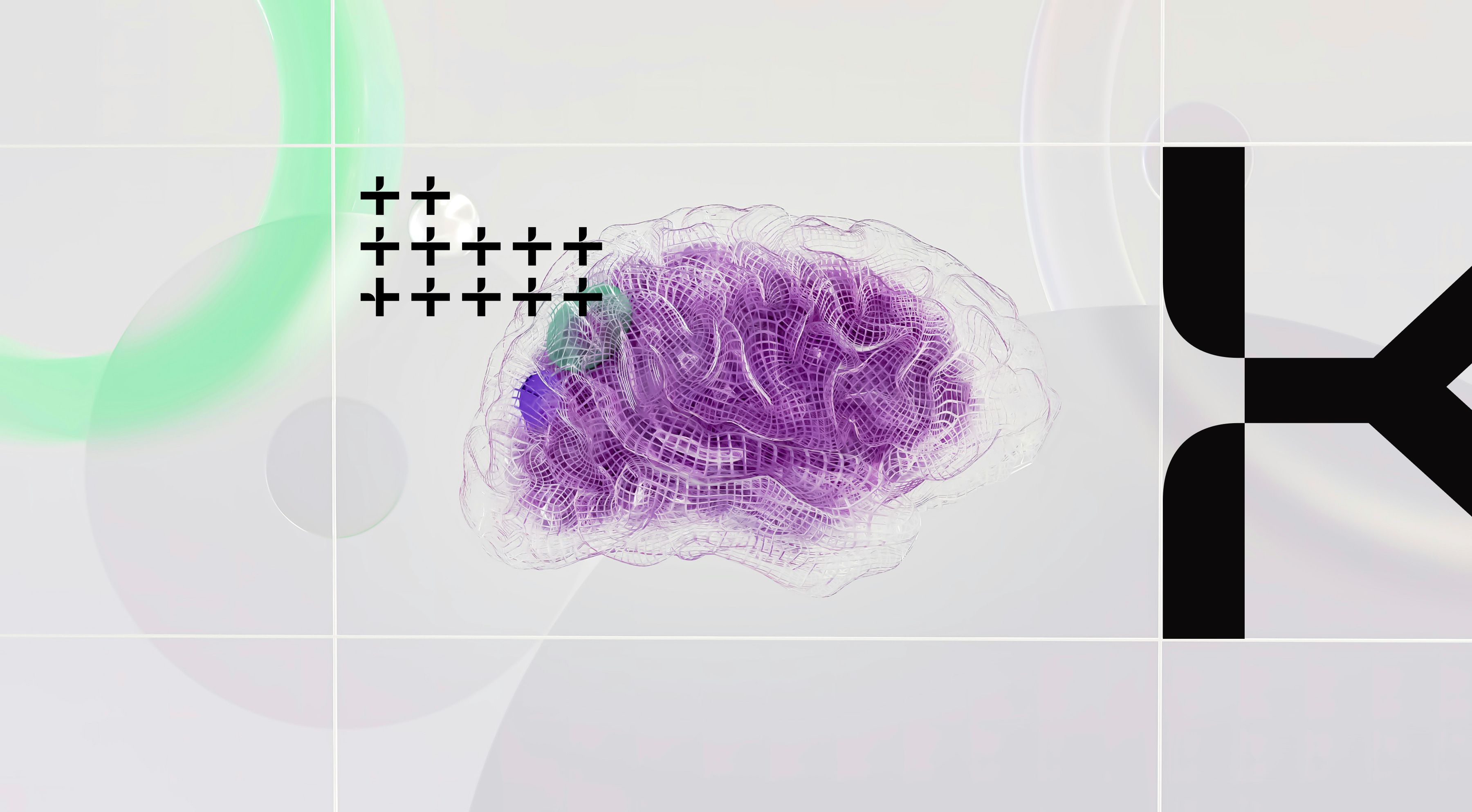 A 3D generated image of a purple brain to represent AI